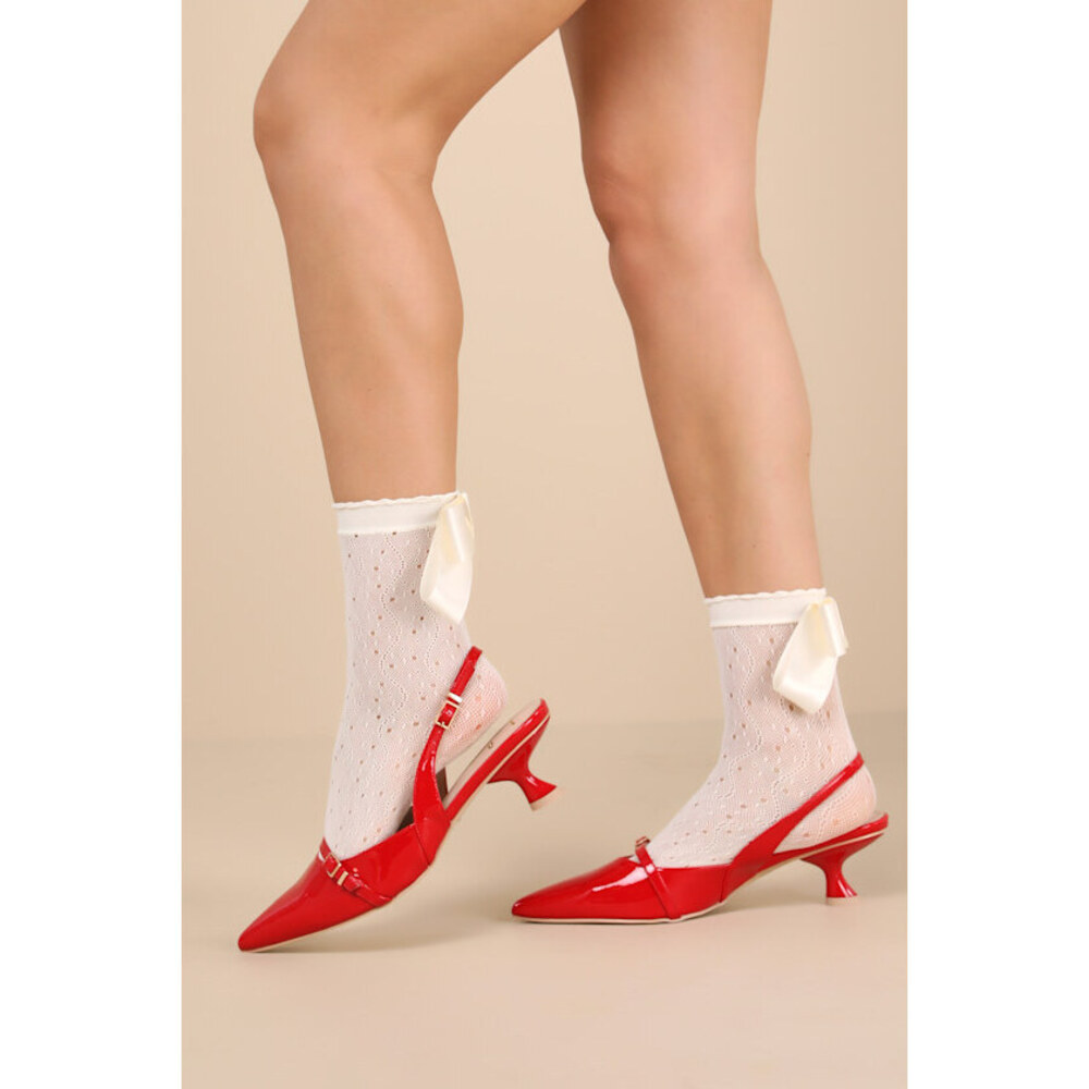 Lulus Hughette Crimson Patent Pointed-toe Slingback Pumps Red - Size 9
